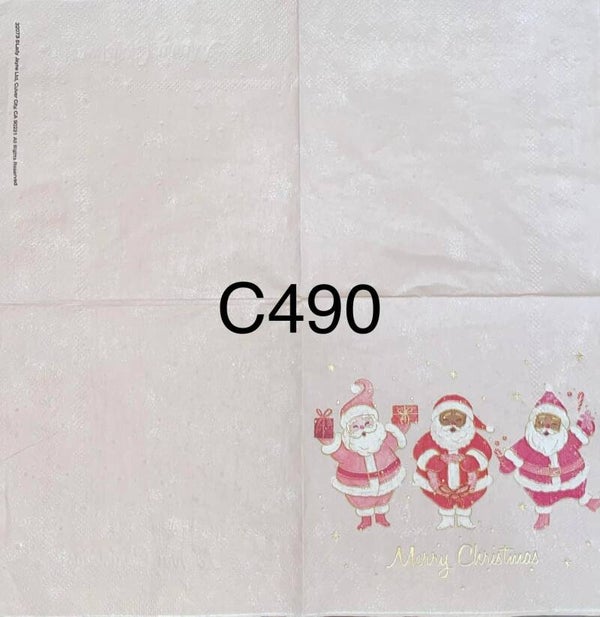 Christmas (C490) - Three Pink Santas