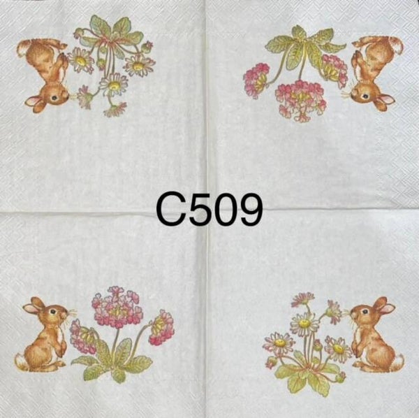 Easter (C509) - Single Bunny Smelling Flowers