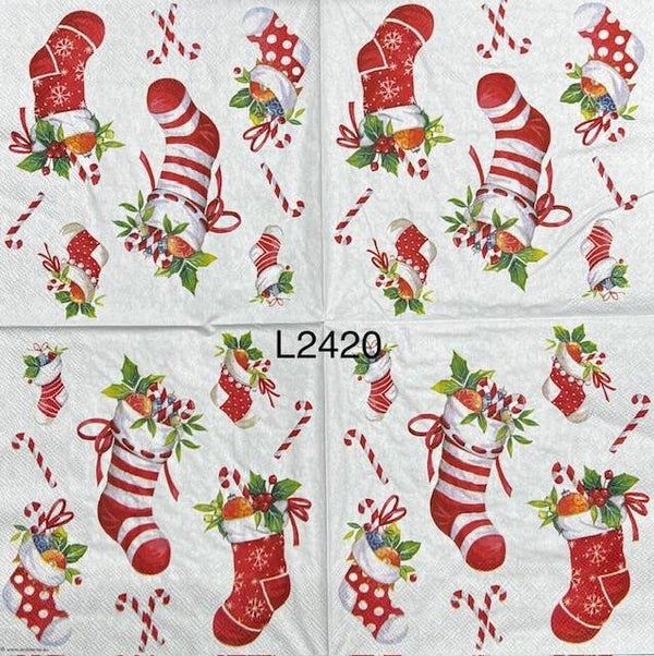 Christmas (L2420) - Red and White Stockings and Candy Canes
