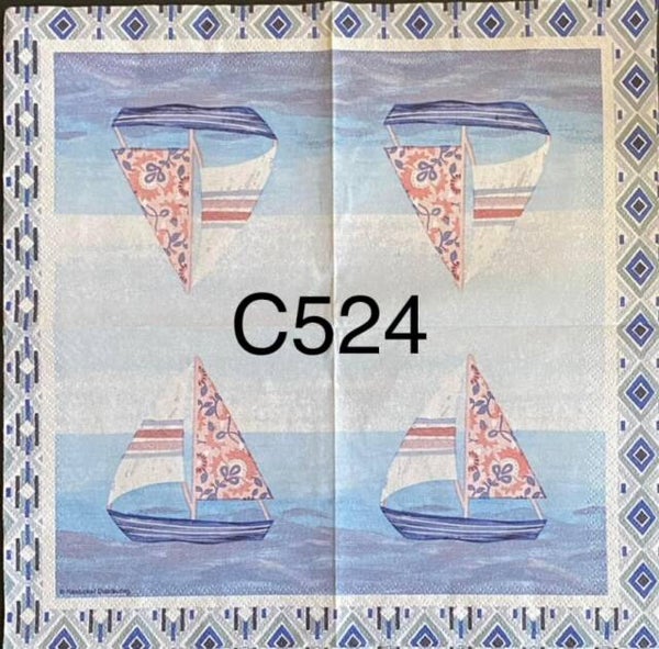 Beach (C524) - Colorful Sailboat