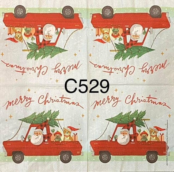 Christmas (C529/1258) - Red Truck with Santa Driving