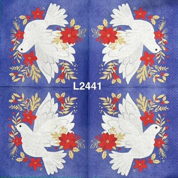 Christmas (L2441) - White Dove with Poinsettas