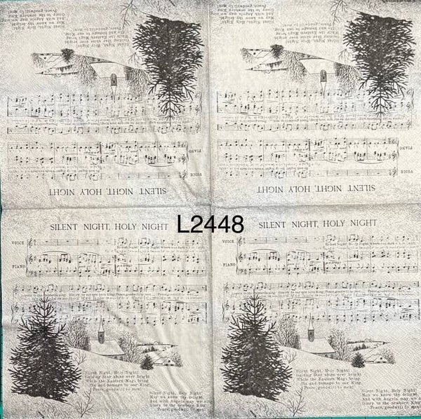 Christmas (L2448) - Silent Night Song Lyrics with a Winter Background