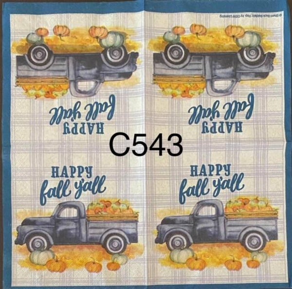 Fall (C543) - Happy Fall Y'all Truck with Pumpkins