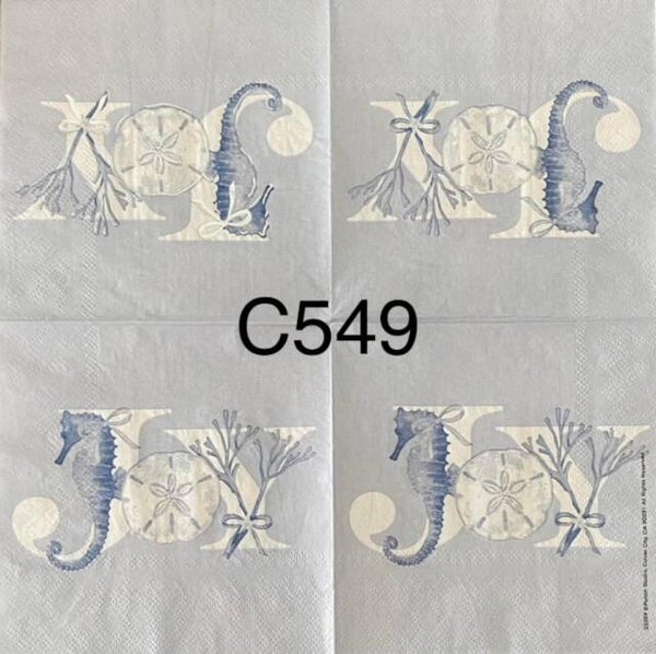 Christmas (C549) - JOY with Seahorse, Sand Dollar and Coral