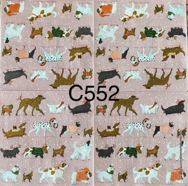 Dogs (C552) - Holiday Dogs with Hats and Scarves - Christmas