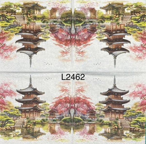 Oriental (L2462) - Oriental Building with Cherry Blossoms