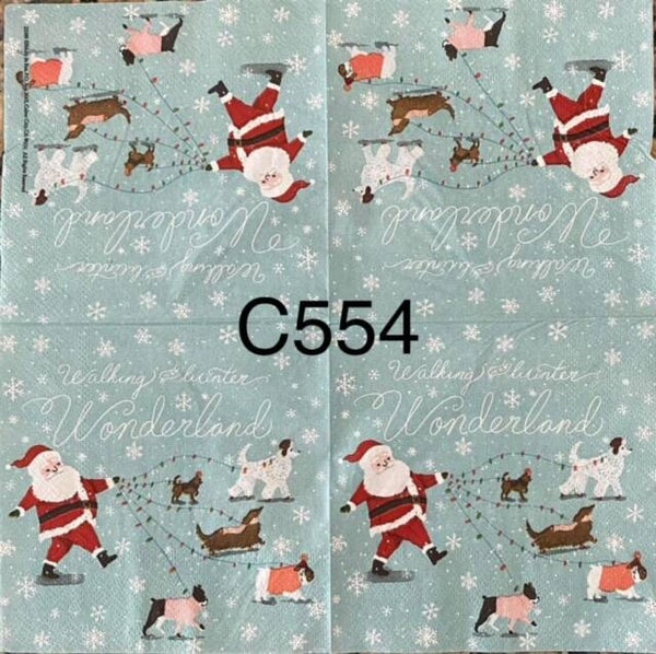 Dogs (C554) - Santa Walking Dogs - Christmas