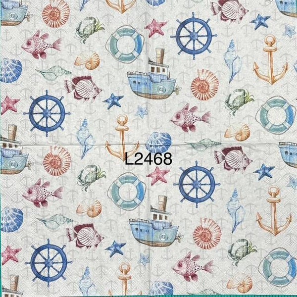 Beach (L2468) - Starfish, Fish, Shells, Crabs, Anchor, Boat, Life Saver, etc