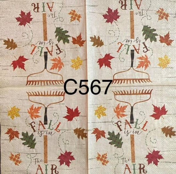 Fall (C567) - Rake and Leaves "Fall is in the Air"