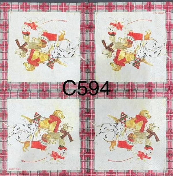 Dogs (C594) - Dogs Walking Themselves - Christmas