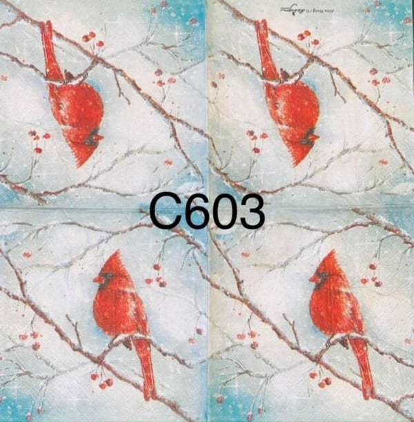 Christmas (C603) - Cardinal on Branch with Berries