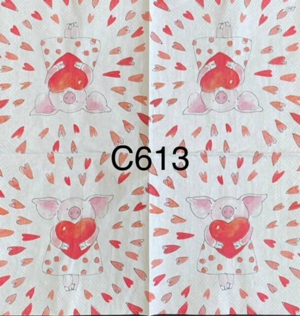 Valentines (C613) - Pig Holding Heart