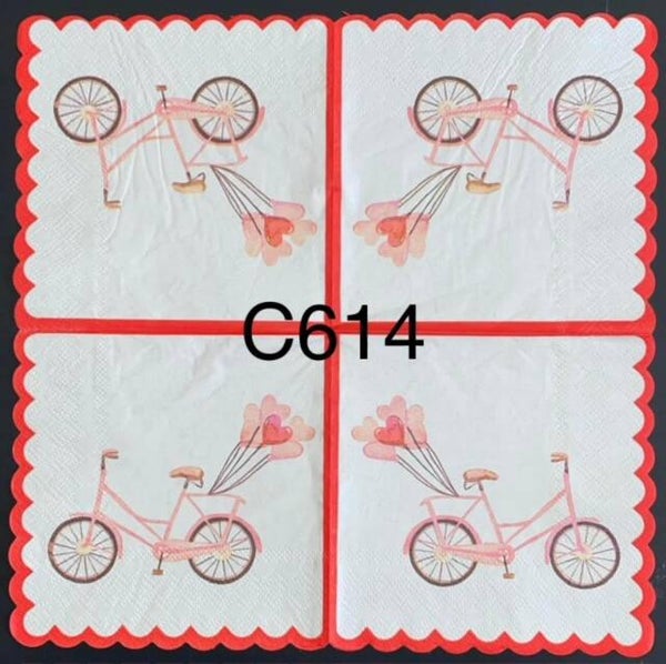 Valentines (C614) - Pink Bicycle with Heart Shaped Balloons