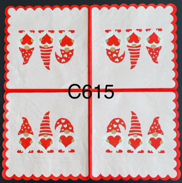 Gnomes (C615) - Three Gnomes Holding Hearts