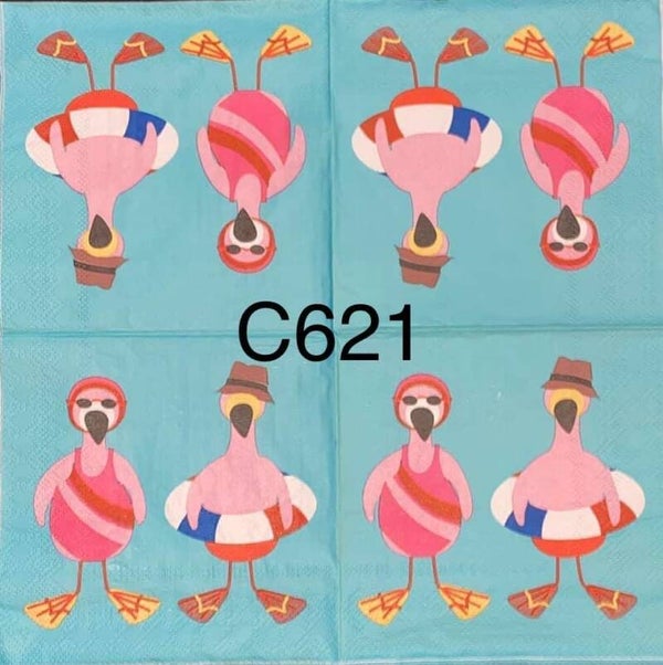 Flamingos (C621) - Flamingos with Swimsuits