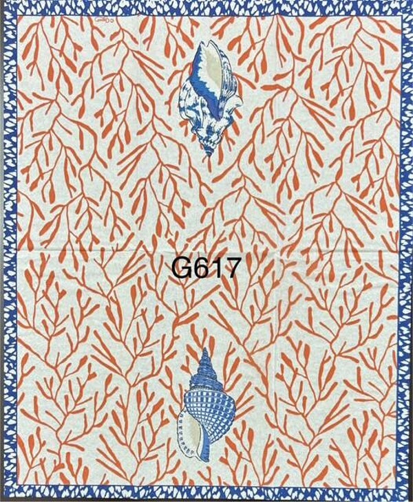 Beach (G617) - Blue Shell with Orange Coral Background