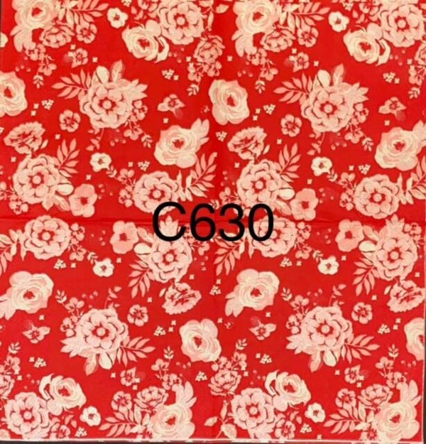 Flowers (C630) - White Flowers with Red Background