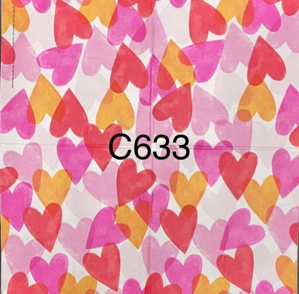 Valentines (C633) - Orange, Pink and Red Hearts