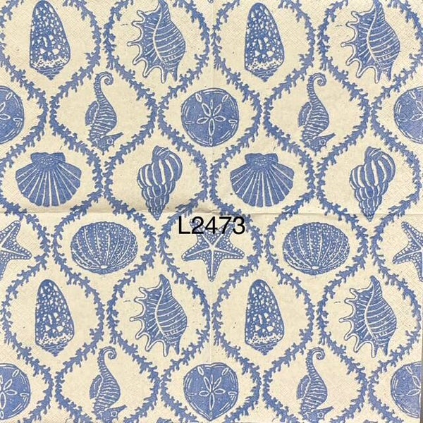 Beach (L2473) - Blue Shells, Blue Starfish, Blue Seahorse, Blue Sand Dollar