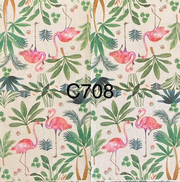 Flamingos (C708) - Flamingos and Palm Trees
