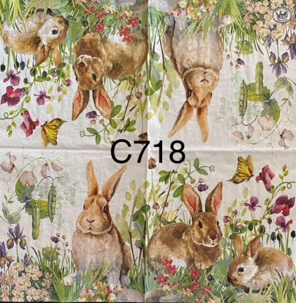 Easter (C718) - MDW Three Bunnies in Wildflower Field