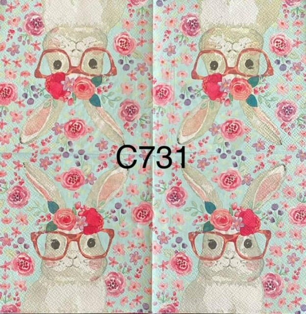 Easter (C731) - Girl Bunny with Flower Hair Piece and Glasses (Pink)