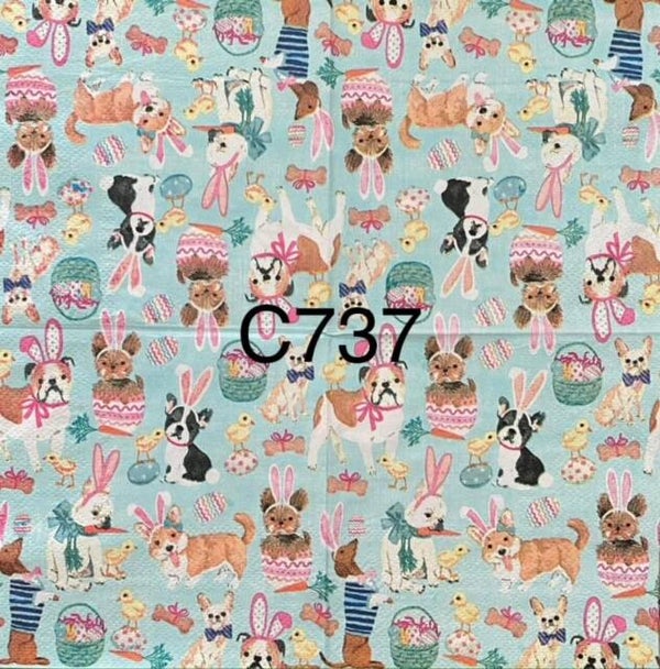 Dogs (C737) - Dogs with Bunny Ears and Baskets - Easter