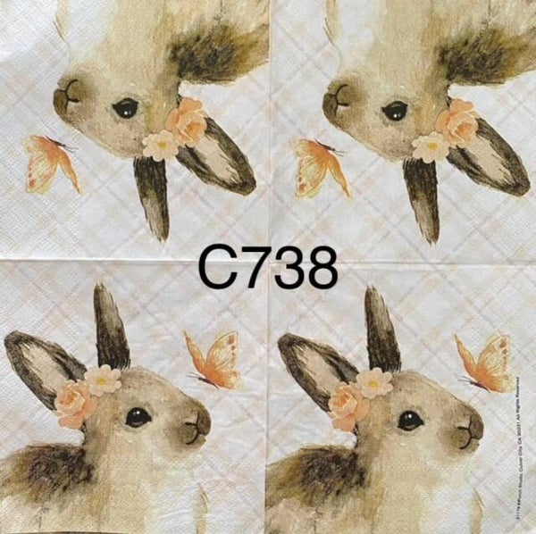 Easter (C738) - Bunny with Orange Butterfly by Nose