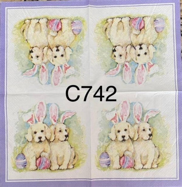 Dogs (C742) - Two Puppies with Dog Ears - Easter