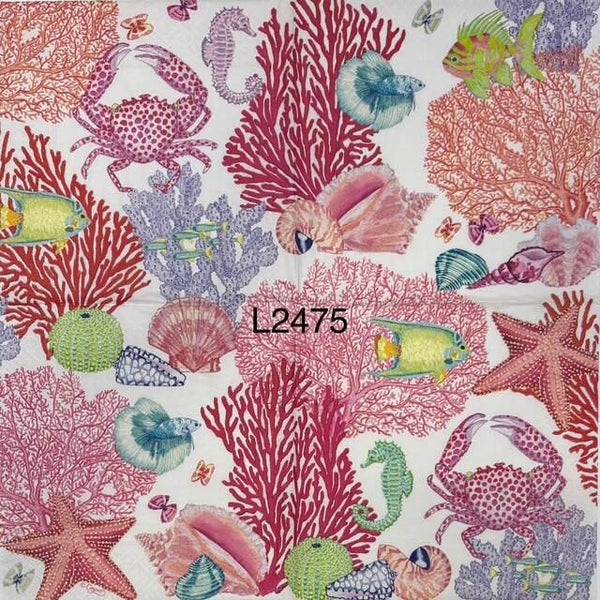 Beach (L2475) - Crabs, Seahorse, Angel Fish, Coral, Shells, Starfish (Very Colorful)