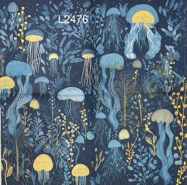 Beach (L2476) - Jellyfish Blue and Gold
