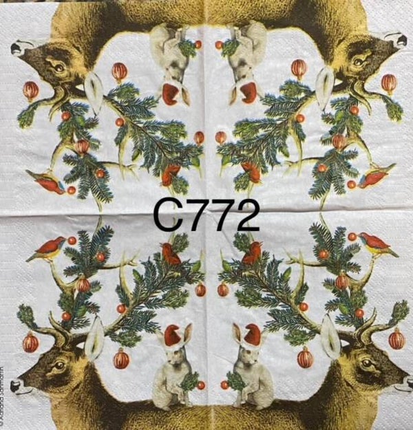 Deer (C772) - Christmas Deer with Bunny on Back