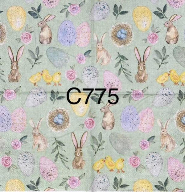 Easter (C775) - Bunnies with Chicks, Eggs and Nests