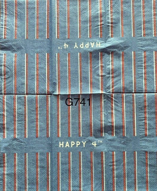 4th of July (G741) - Happy 4th Red, White and Blue Stripes