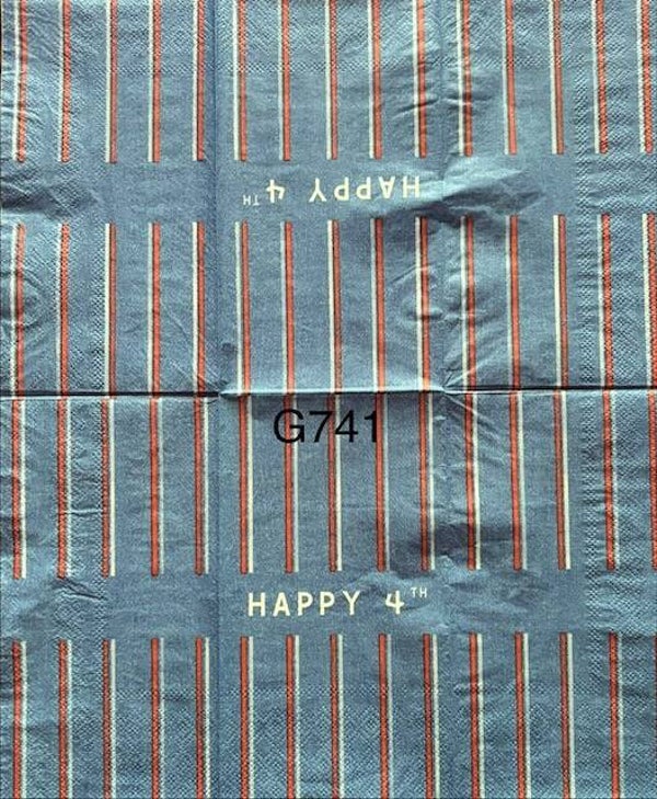 4th of July (G741) - Happy 4th Red, White and Blue Stripes
