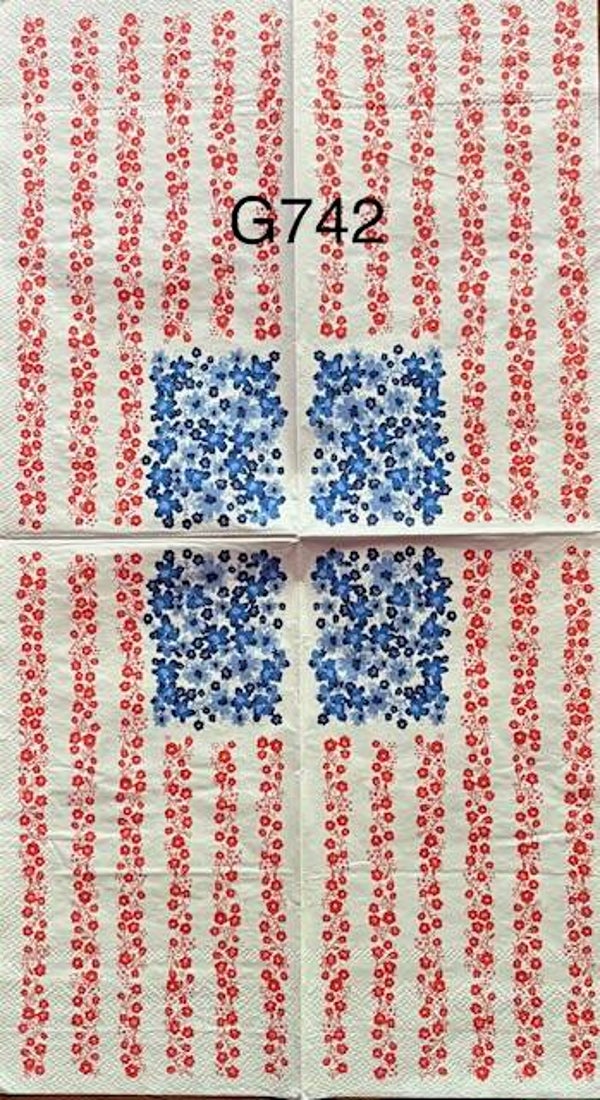 4th of July (G742) - Red, White and Blue Flowers Making up an American Flag