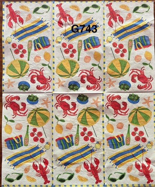 Beach (G743) - Lobsters, Towels, Beach Bags, Crabs, Umbrellas, etc