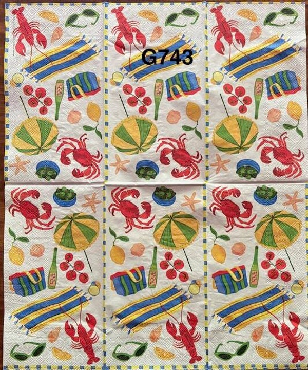 Beach (G743) - Lobsters, Towels, Beach Bags, Crabs, Umbrellas, etc