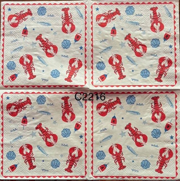 Beach (C2216) - Lobster, Shells, Fish, Bouys (Red, White and Blue)