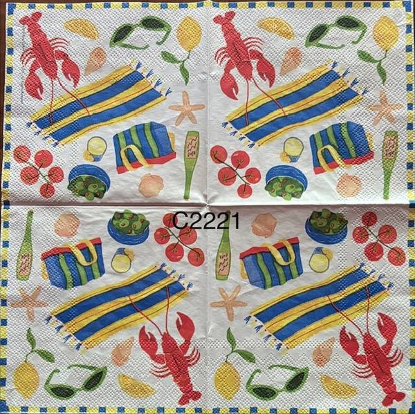 Beach (C2221) - Lobsters, Towels, Beach Bags, Crabs, Umbrellas, etc