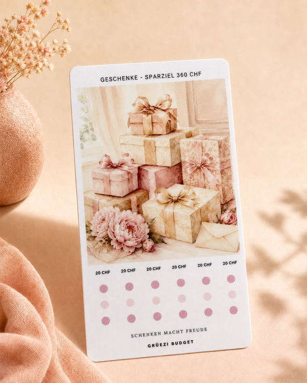 Sparchallenge Geschenke – Sparziel 360 CHF