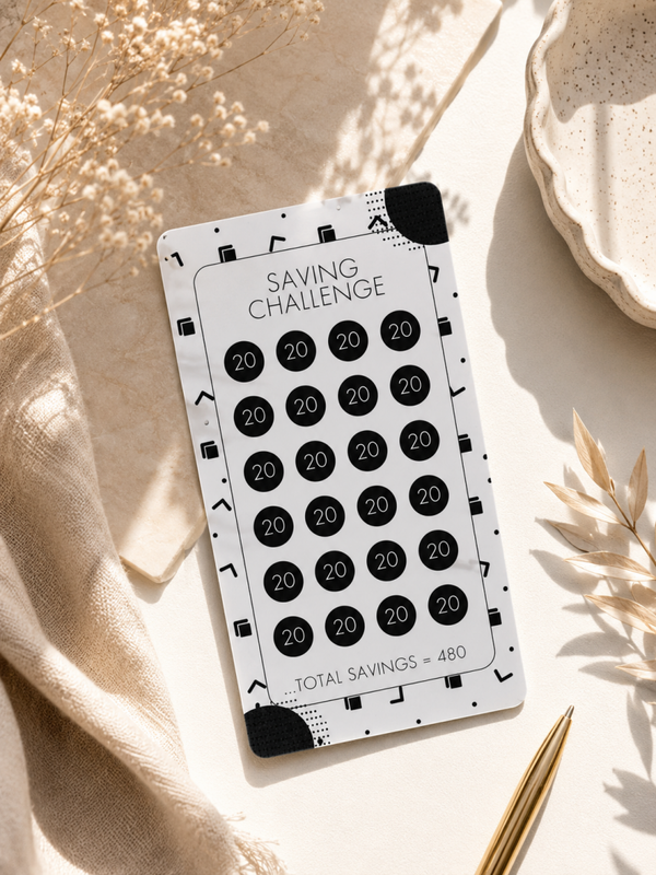 Black & White Saving Challenge Set – 6 Sparchallenges