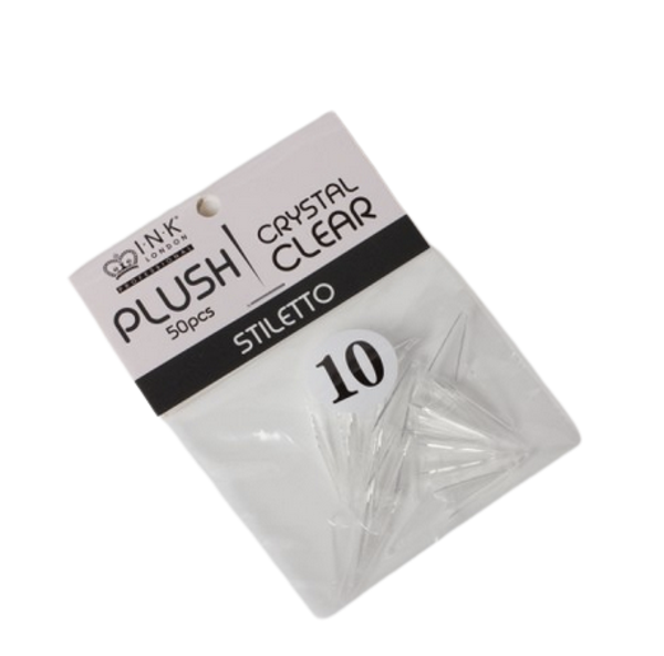 Plush Tips Refill Stiletto Crystal Clear 10