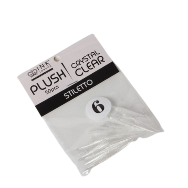 Plush Tips Refill Stiletto Crystal Clear 6