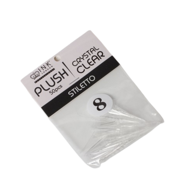 Plush Tips Refill Stiletto Crystal Clear 8