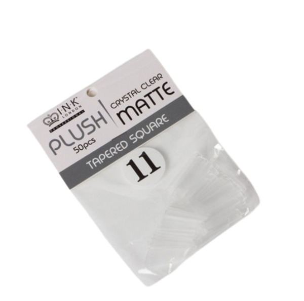 Plush Tips Refill Tapered Square Crystal Clear Matte 11