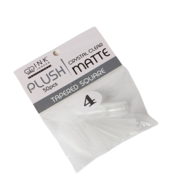 Plush Tips Refill Tapered Square Crystal Clear Matte 4