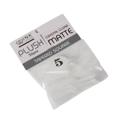 Plush Tips Refill Tapered Square Crystal Clear Matte 5