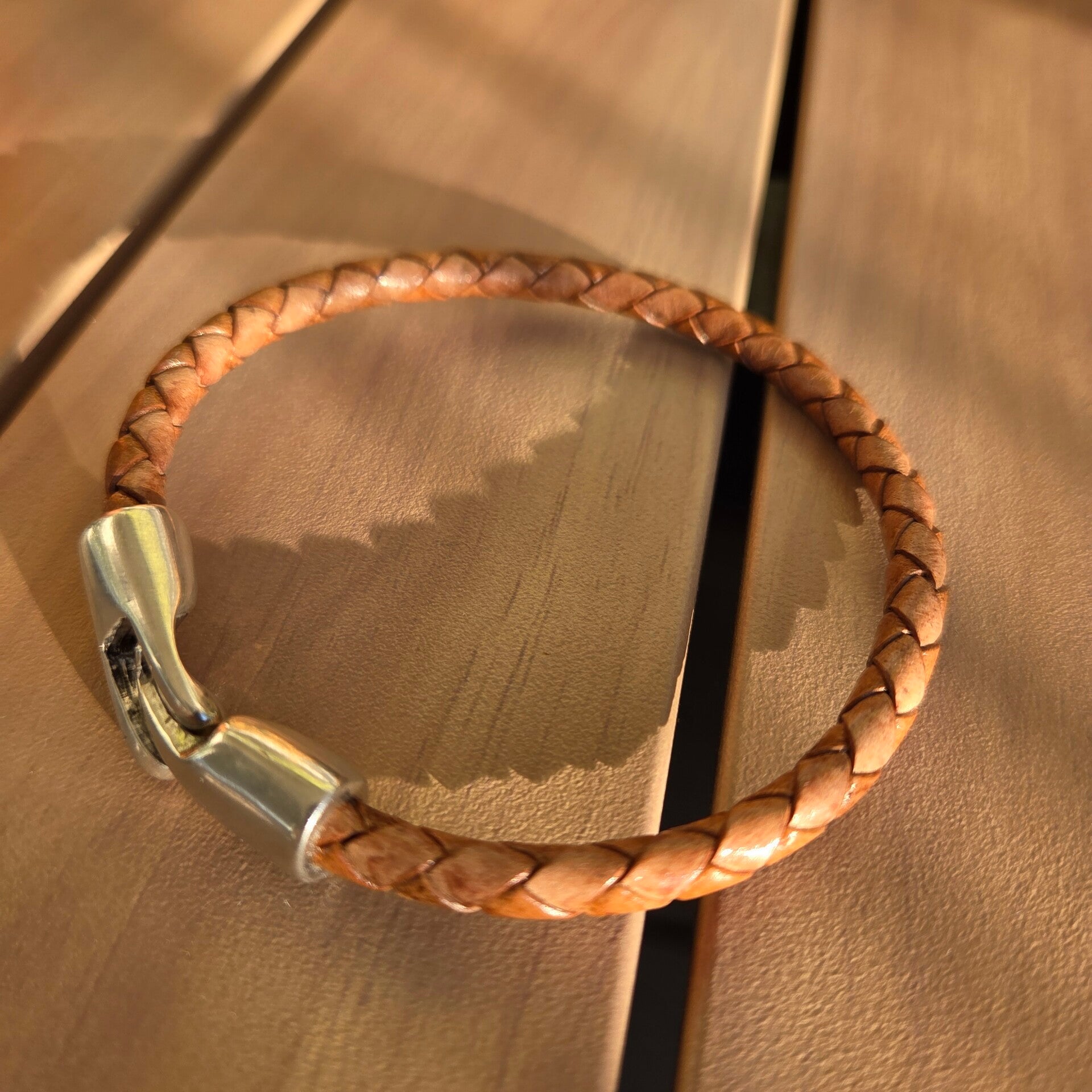 Bracelet cuir rond 5mm Naturel